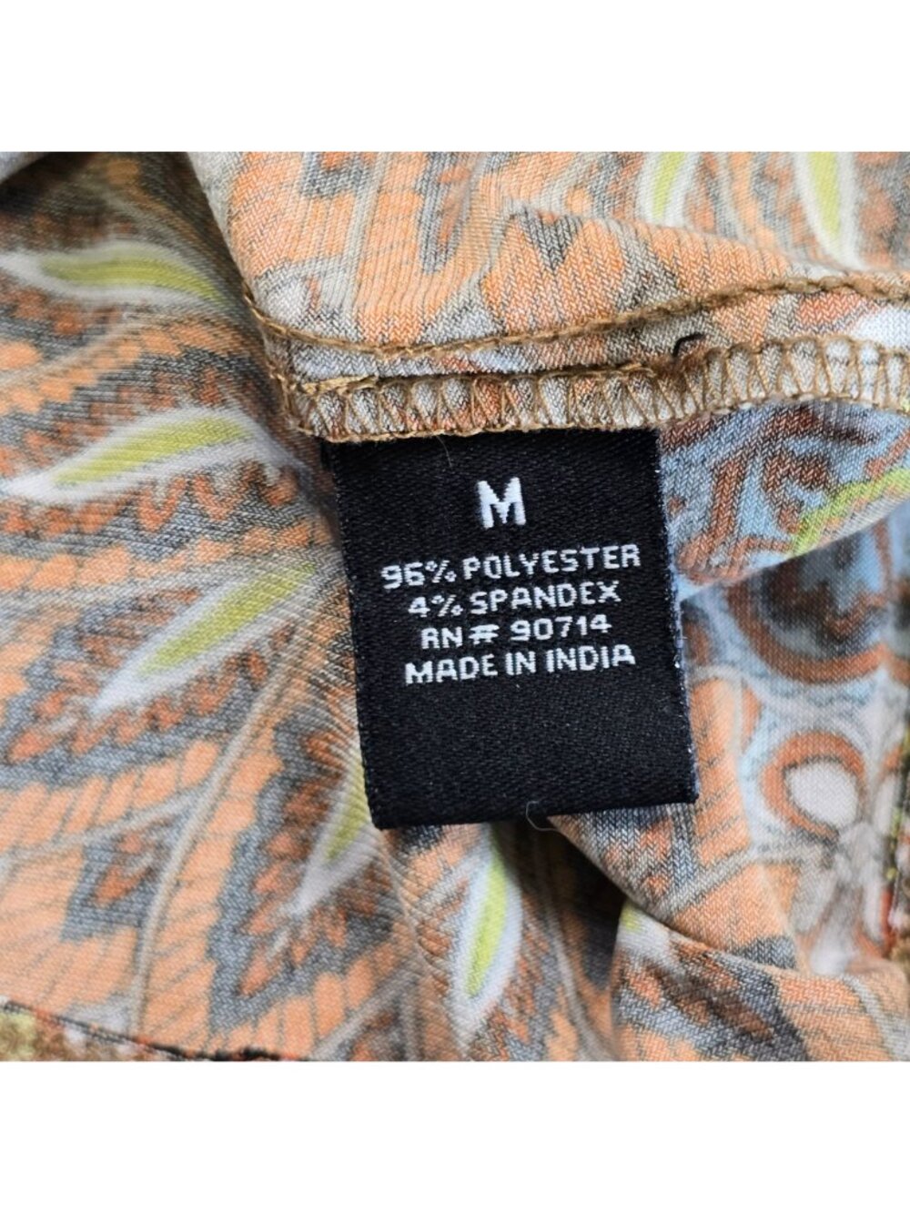 MSK Medium Tunic Mini Dress Orange Brown Boho Geometric Retro - Picture 3 of 5